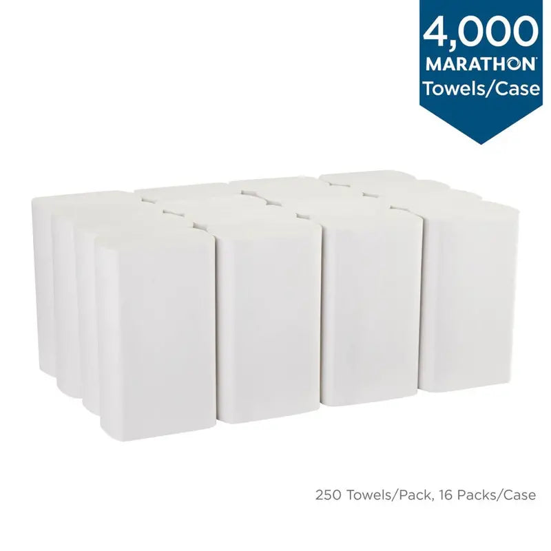 Marathon Multifold 1-Ply Paper Towels, White, 9.2 x 9.4 inch, 4,000 Towels/Case - SFI Certified