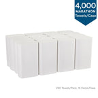 Marathon Multifold 1-Ply Paper Towels, White, 9.2 x 9.4 inch, 4,000 Towels/Case - SFI Certified