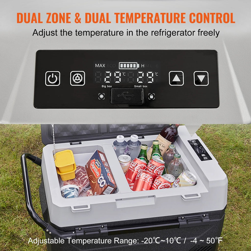 VEVOR Dual-Zone Car Refrigerator Freezer, 48QT - T45K