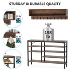 5-in-1 Entryway Hall Tree With Coat Rack, Shoe Bench, 7 Hooks, 3 Cubbies And 3-Tier Shoe Rack