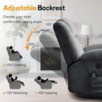 Korser Swivel Rocker Recliner Chair With Massage, Heating, USB Charging And Storage