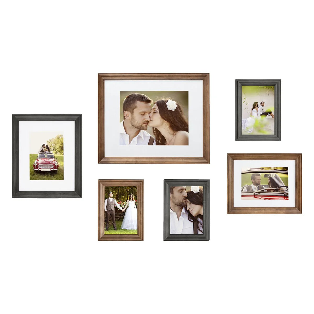 Gallery Wall Picture Frame Set, 6-Piece Wood Frames With 11 x 14 in, 8 x 10 in, 9 x 7 in, And 5 x 7 in Sizes