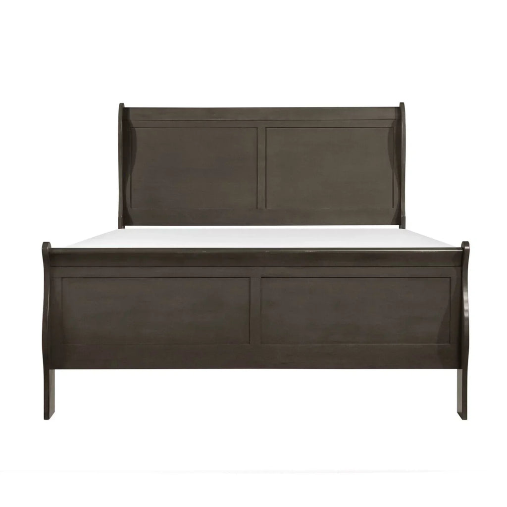 Eastern King Size Sleigh Bed, Stained Gray Finish, 1 Pc