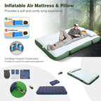 5-in-1 2-Person Portable Camping Tent Cot With Air Mattress, Sleeping Bags And Sunshade - Green & Blue
