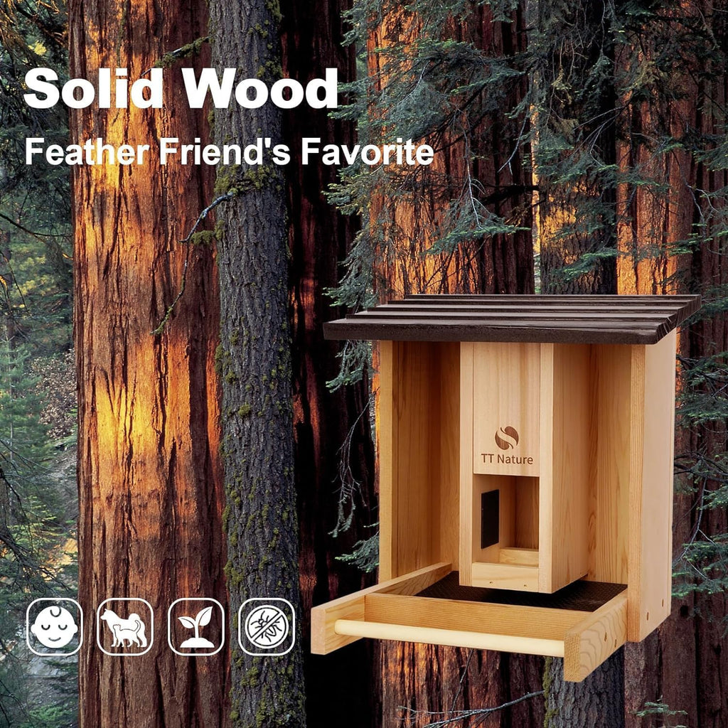 Solar Powered Smart Bird Feeder With Camera, 1080P HD Video, 5200mAh Battery - WEINIAO-SS