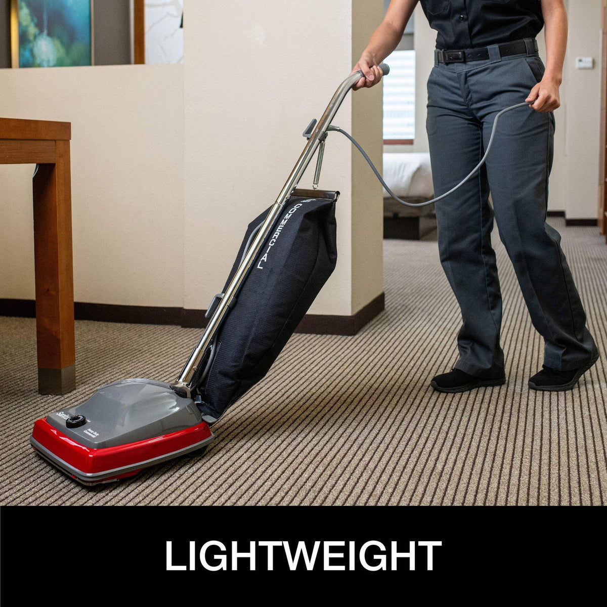 Sanitaire Upright Vacuum Cleaner, 12in Cleaning Width, 18 qt Shake Out Bag, 30 ft Cord - SC679K