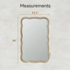 Curved Scallop Wood Frame Accent Mirror, 23.5 in L x 38 in W x 1 in H - Antique-Brown Or White