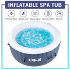 CO-Z PVC Square Inflatable Spa Tub, 5 x 5 ft, 4-Person, 120 Jets, Blue