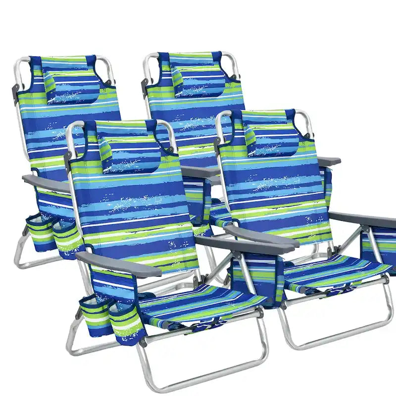 Costway Folding Backpack Beach Chairs 4-Pack, 5-Position Adjustable