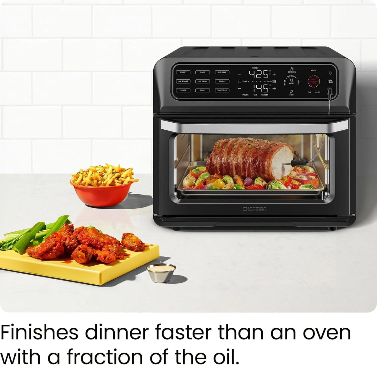Chefman 12-in-1 Air Fryer Oven Combo With Probe Thermometer, 20 Qt - RJ50-SST2-PB