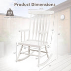 Costway Rubber Wood Rocking Chair, White, 22 x 32 x 44 in, 300 lbs