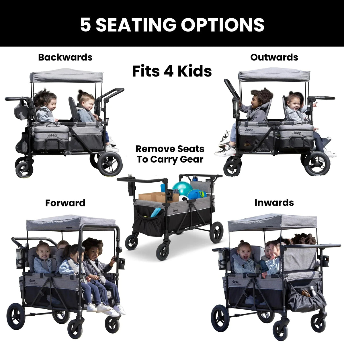 Delta Children Jeep Wrangler Deluxe 4 Seater Stroller Wagon