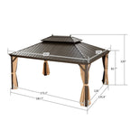Aluminum Patio Gazebo 16 Ft. W x 12 Ft. D - Dark Brown