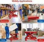 Hydraulic Double Scissor Lift Table Cart, 500 lbs, 30 inch Lifting Height