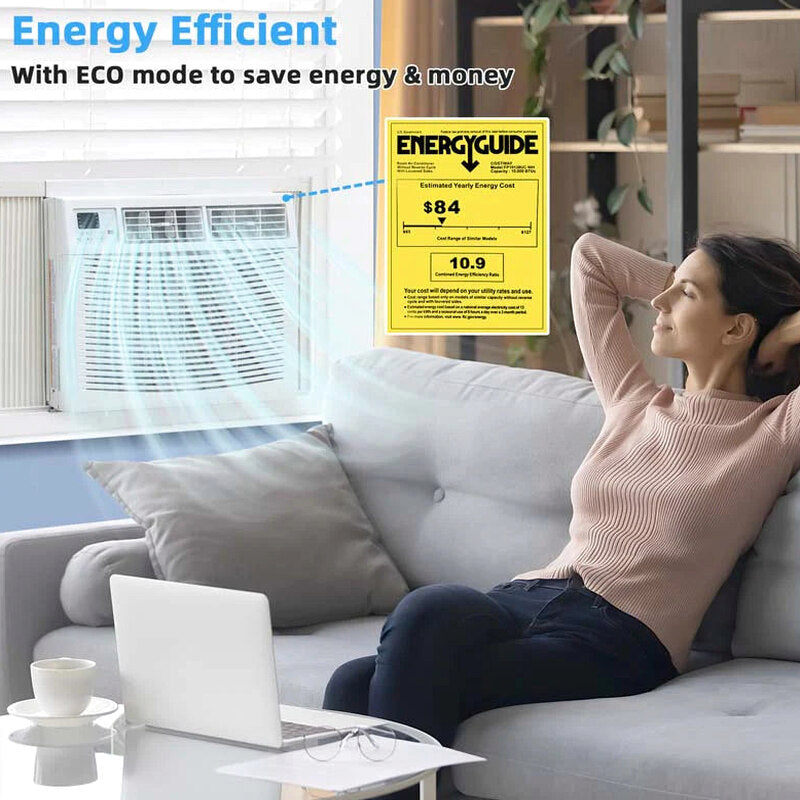 10000 BTU Quiet Window Air Conditioner With Remote, Eco Mode And Dehumidifier
