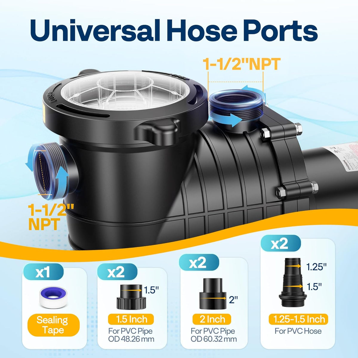 VIVOHOME 2.0HP Pool Pump, 115V/230V, 6800GPH - Self-Priming Motor
