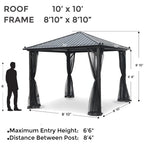 Acuff Steel Patio Gazebo, 10 Ft W x 10 Ft D, Black - Lowndes