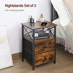 AMHANCIBLE Nightstand Set, 2 Count, Rustic Brown, 13.78in W x 15.75in D x 23.62in H - HET05XBR