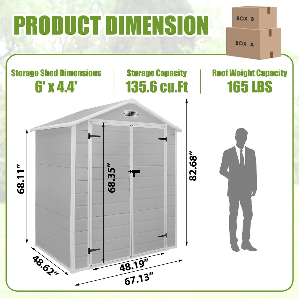 Enyopro Horizontal Resin Outdoor Storage Shed, 306Gal, 55.9in L x 29.52in W x 43.3in H