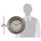 Rustic Industrial Round Wall Clock 16 Inch Brushed Gold And Silver