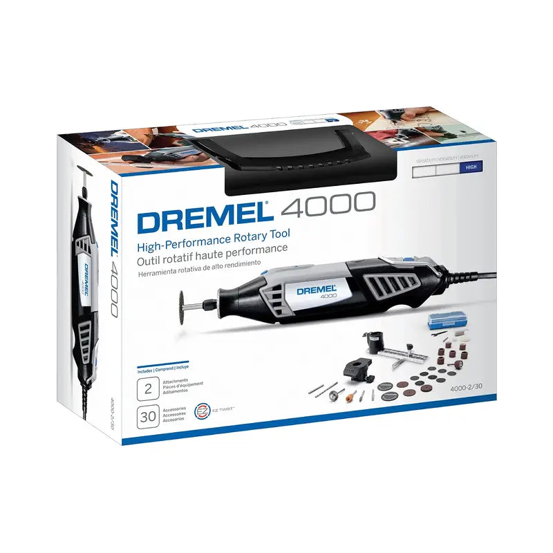 Dremel Rotary Tool Kit, Variable Speed, 2 Attachments, 30 Accessories - 4000