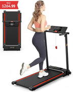 UREVO Folding Treadmill - 2.25HP, 12 HIIT Modes, 265 lbs Capacity, Yellow Or Red
