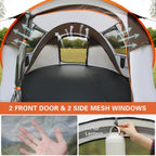 6 Person Instant Cabin Pop Up Tent, White + Orange, 10 Second Setup