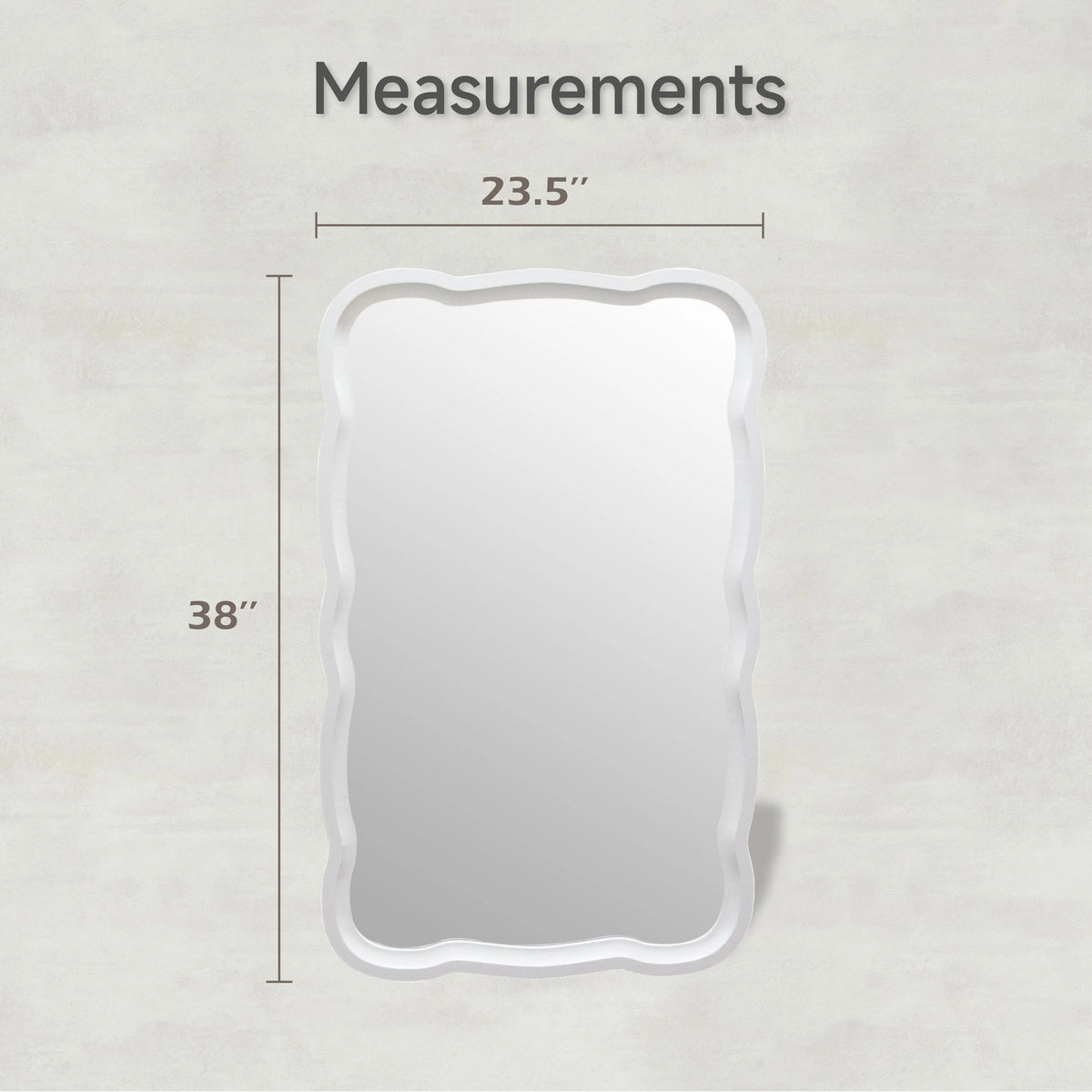 Curved Scallop Wood Frame Accent Mirror, 23.5 in L x 38 in W x 1 in H - Antique-Brown Or White