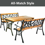 Garden Park Bench, Cast Iron And Kembat Wood, Black And Natural, 49.5in x 20.5in x 29in