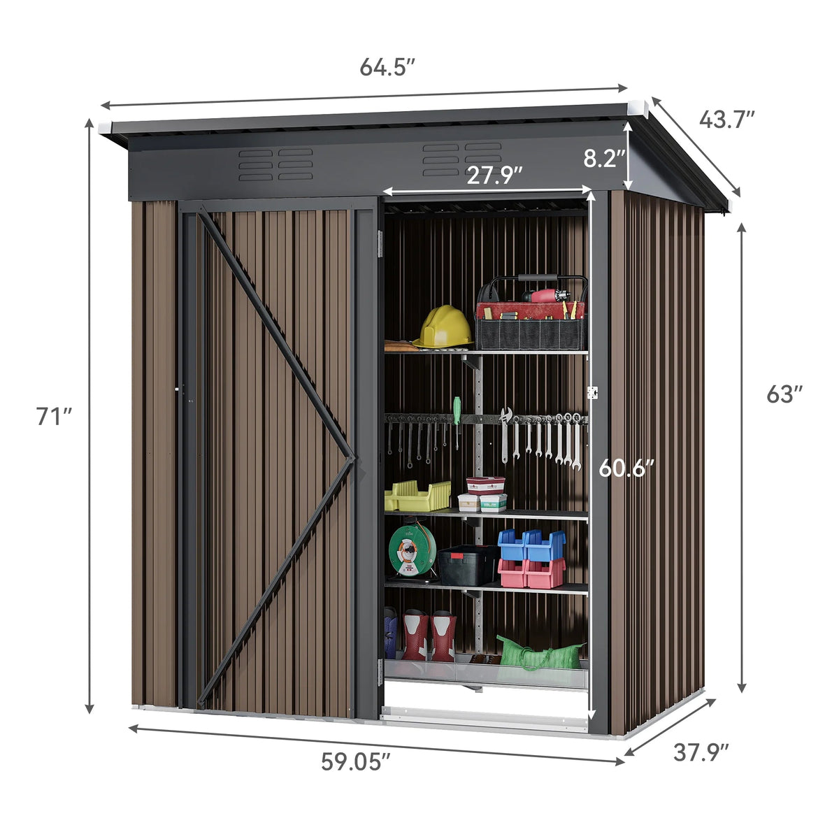 UFORIC Outdoor Storage Shed, 5 x 3 ft, Dark Gray