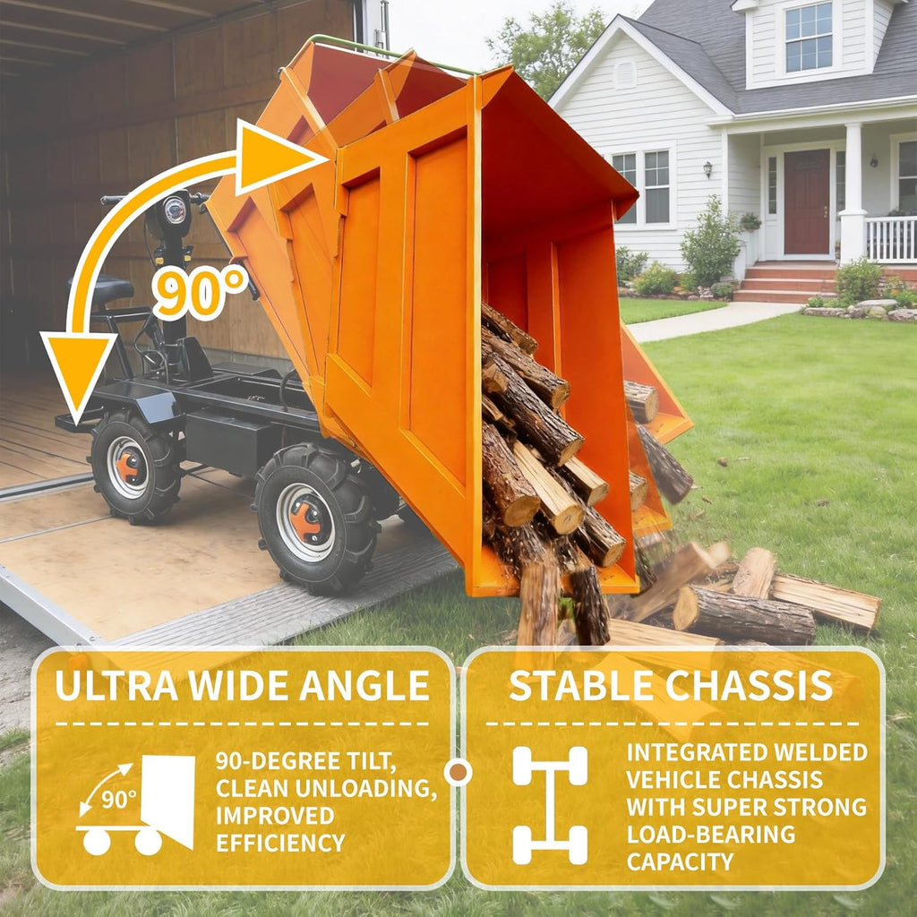 Electric Wheelbarrow 1900W 2205 lbs 4-Wheel Dump Cart