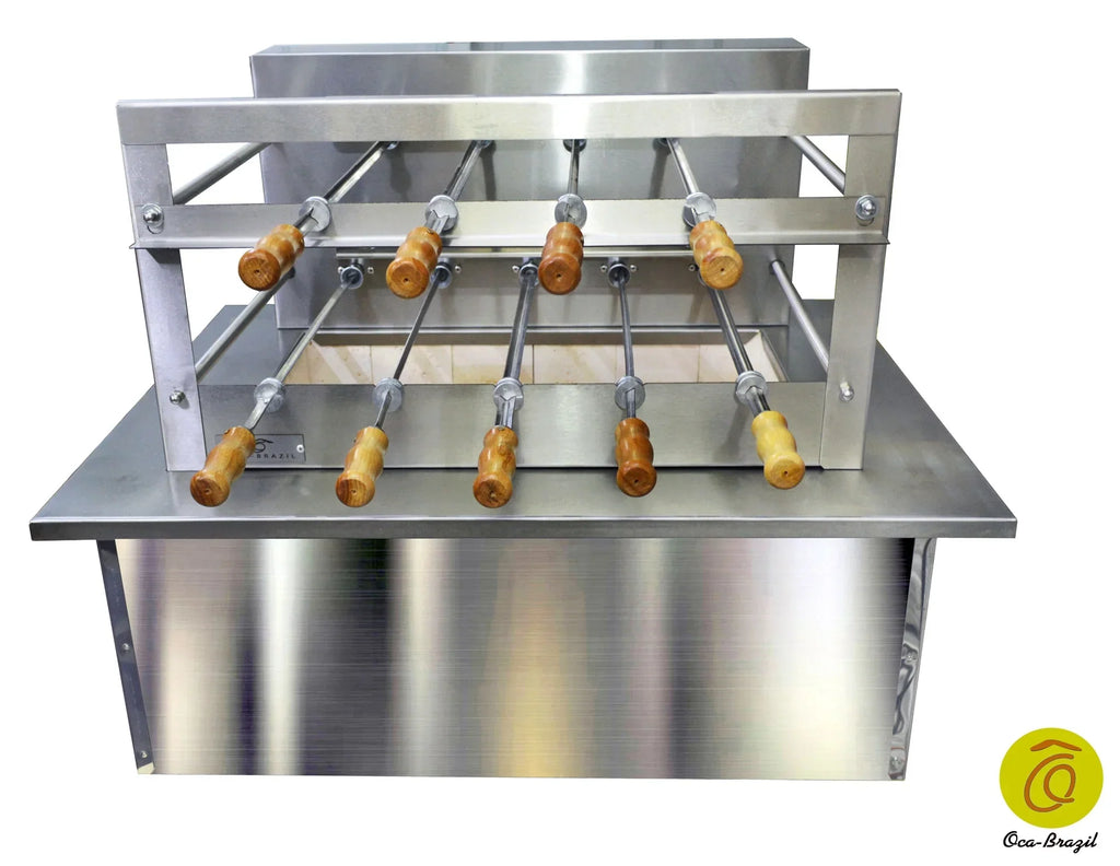 Oca-Brazil Brazilian BBQ Charcoal Grill With Firebox - 9 Skewers