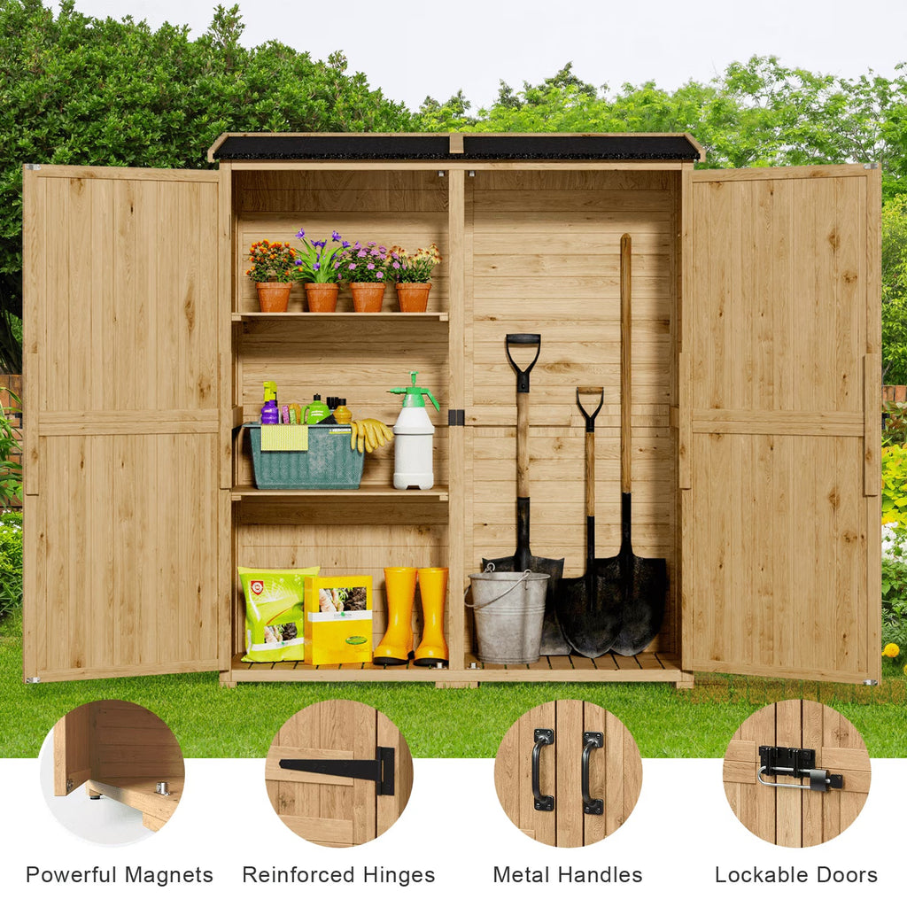 Lofka Outdoor Storage Cabinet With 2 Lockable Doors And 2 Adjustable Shelves, 34.3 x 18.3 x 63.2 in