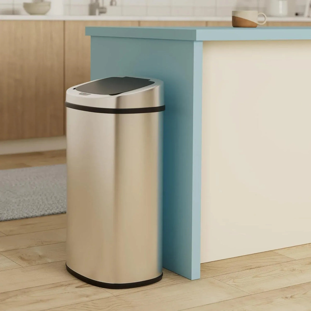 Bigacc 13 Gallon 50 Liter Automatic Stainless Steel Kitchen Trash Can - Automatic-Silver
