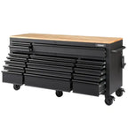 72 Inch Gloss Black Mobile Workbench Tool Chest With Casters And 18 Drawers