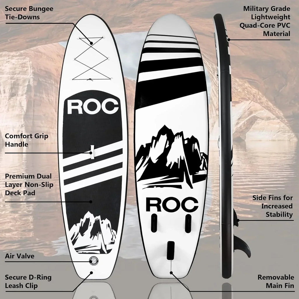 ROC Inflatable Stand-Up Paddle Board With Anti-Slip Comfortable Deck