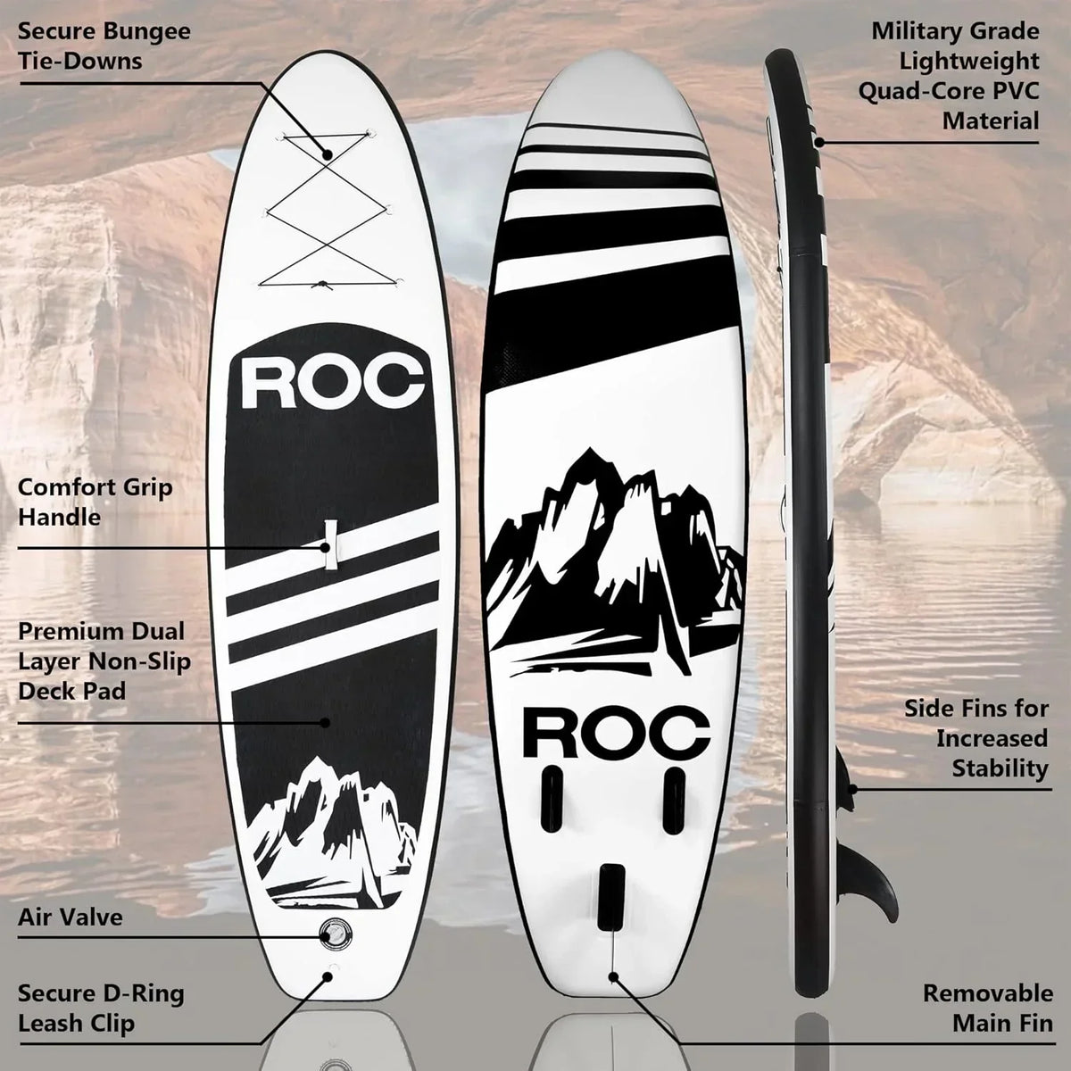 ROC Inflatable Stand-Up Paddle Board With Anti-Slip Comfortable Deck