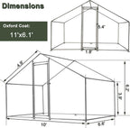 Metal Walk-In Chicken Run Cage With Cover, 10'L X 6.6'W X 6.56'H