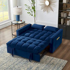 4-in-1 Velvet Pull-Out Sleeper Sofa Bed Loveseat With Reclining Backrest And 2 Side Pockets