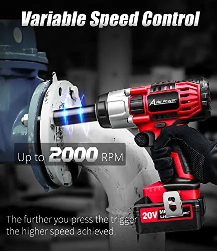AVID POWER Cordless 1/2 Impact Wrench With 3A Li-Ion Battery