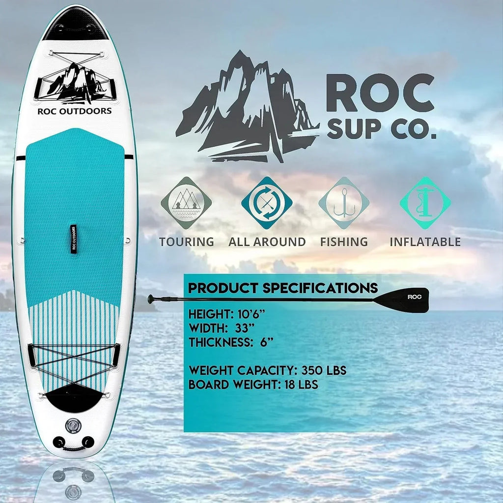 ROC Inflatable Stand-Up Paddle Board With Anti-Slip Comfortable Deck