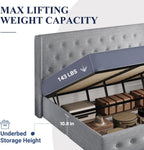 Queen Size Lift-Up Storage Bed With Wingback Headboard, Upholstered Platform Bed Frame With Hidden Storage