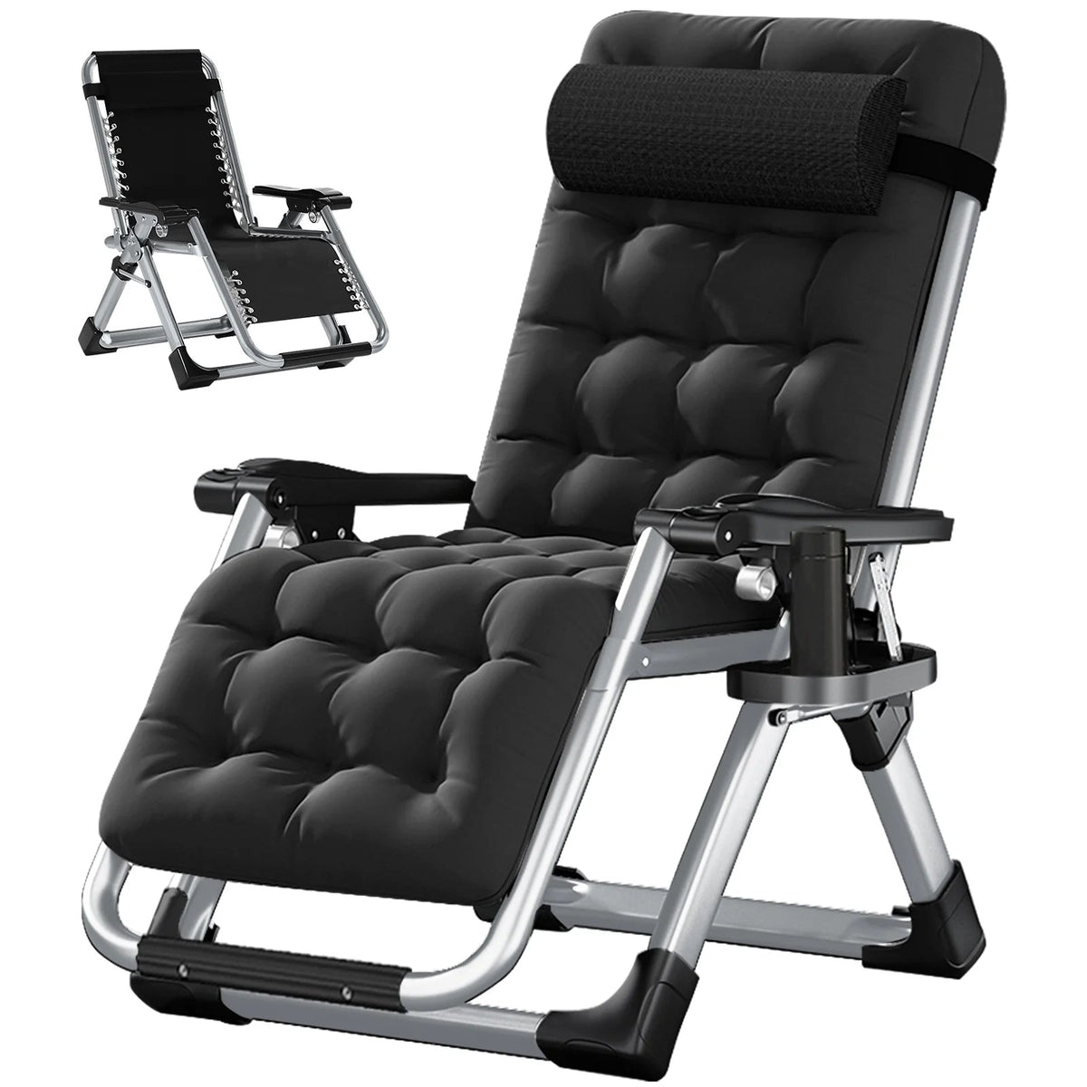 NAIZEA Zero Gravity Lawn Recliner Chairs, 2 Pack, Black
