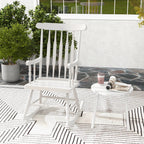 Costway Rubber Wood Rocking Chair, White, 22 x 32 x 44 in, 300 lbs
