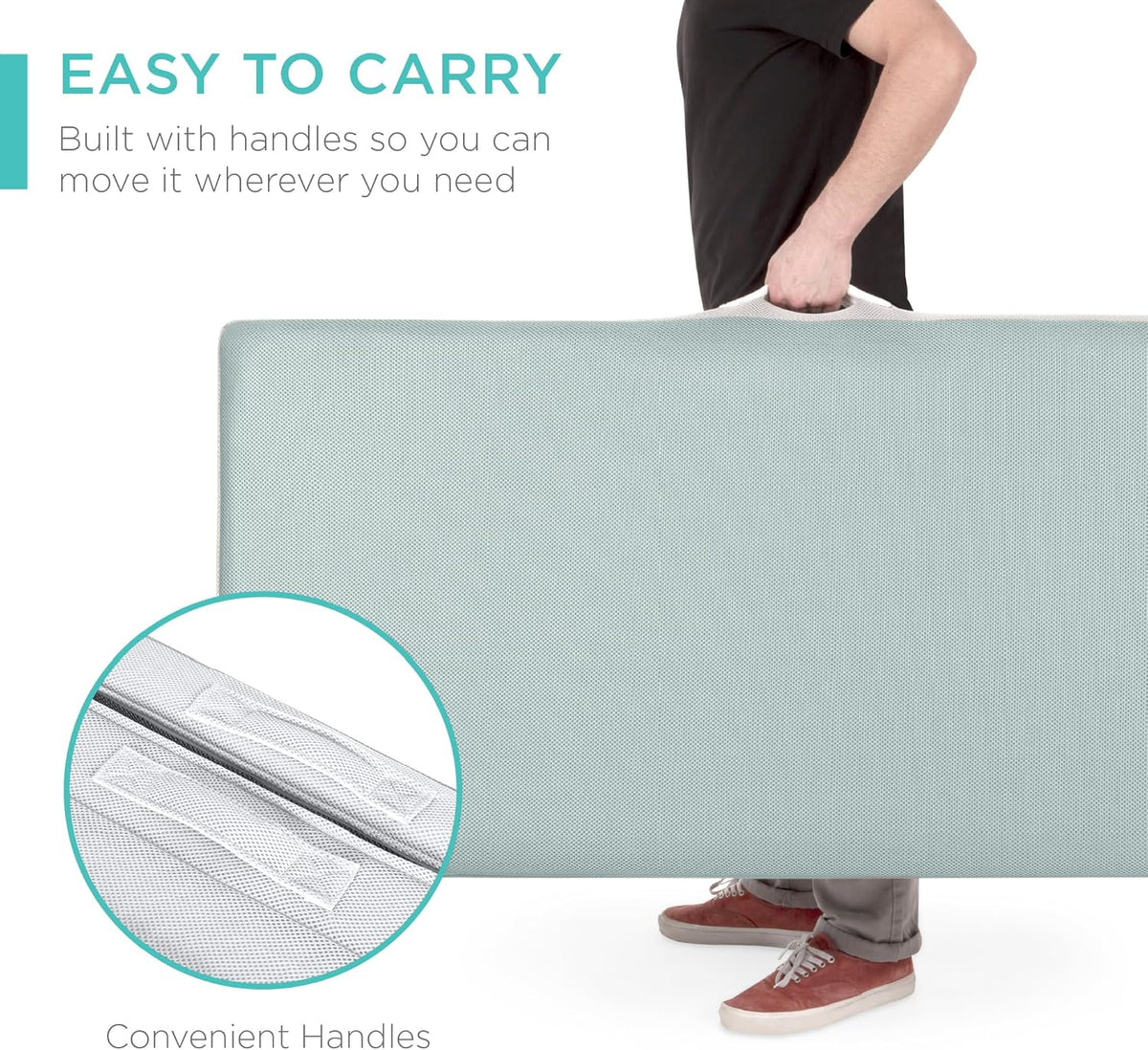 Best Choice Products Queen-Size 4in Tri-Fold Foam Mattress With Carry Case - Grey
