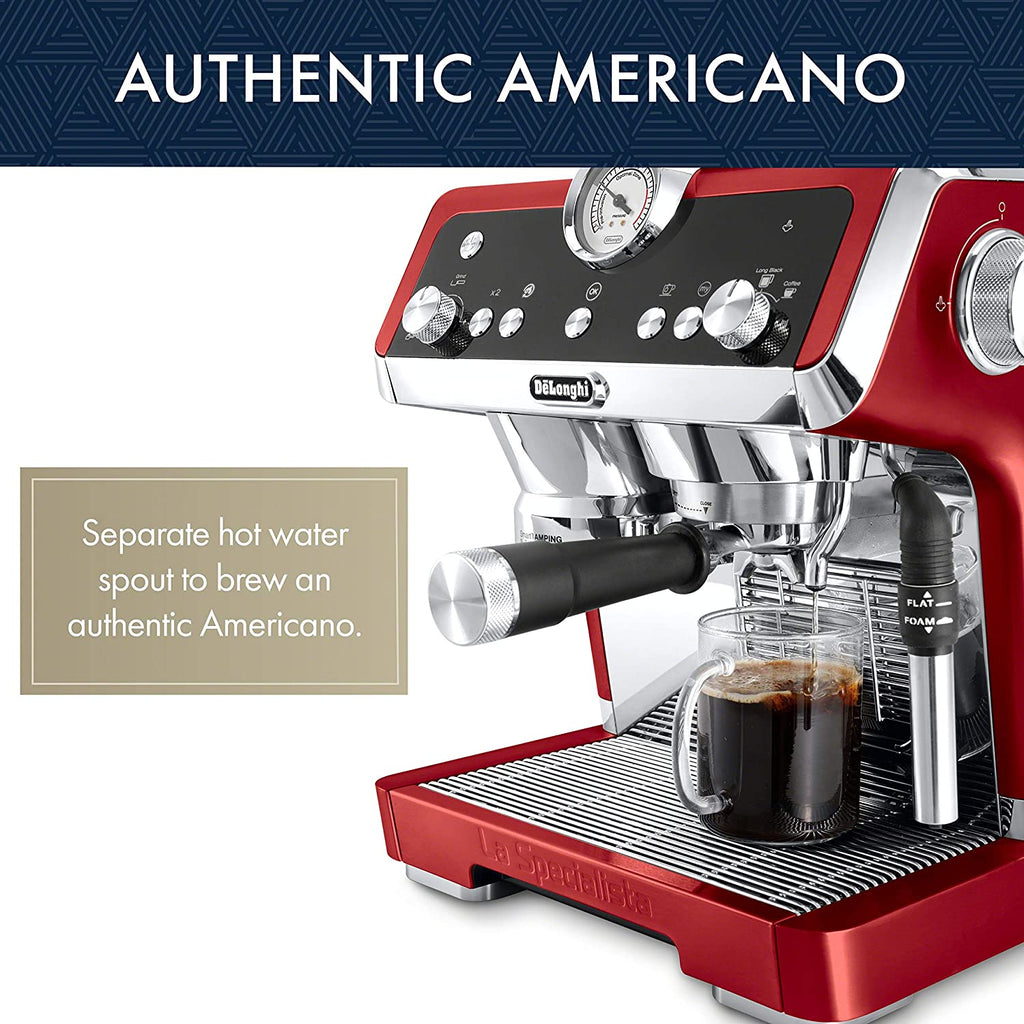 De'Longhi La Specialista Espresso Machine, Sensor Grinder, Dual Heating, Stainless Steel, Red - EC9335R