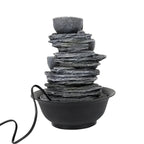 4-Tier Indoor Water Fountain - 7.8 x 7.8 x 10.6 in, Gray Resin