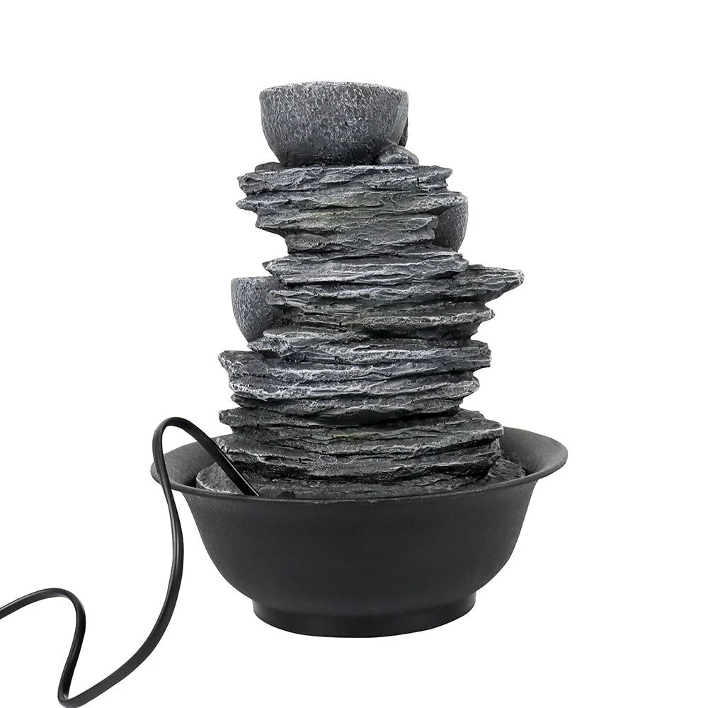 4-Tier Indoor Water Fountain - 7.8 x 7.8 x 10.6 in, Gray Resin