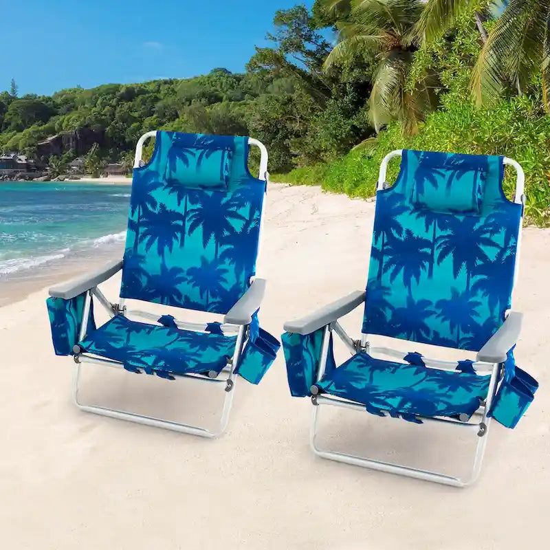 Costway Folding Backpack Beach Chairs 4-Pack, 5-Position Adjustable
