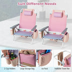 Costway Folding Backpack Beach Chairs 4-Pack, 5-Position Adjustable